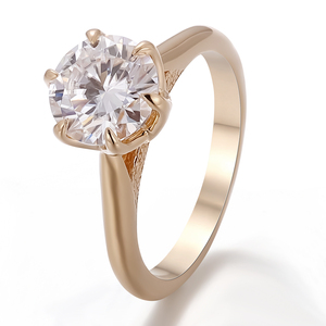 Anillo de oro macizo de 18 quilates personalizado con diamantes de laboratorio en engaste tulipán, anillo clásico con engaste catedral para mujer, anillo de compromiso y boda. - Product Image 2