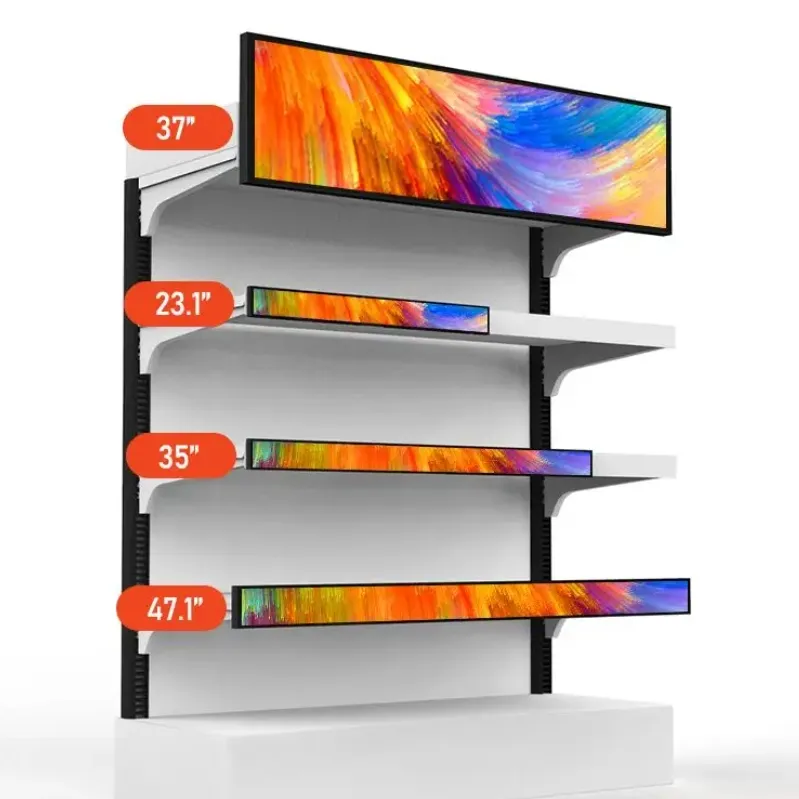 23 29 37 47inch Shelf Edge Digital Signage Led Backlight LCD Screen Supermarket Shelf Advertising Stretched Bar LCD Display