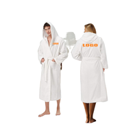 Albornoz Unisex de Lujo de Algodón de Rizo, Elegante para Primavera, Verano y Otoño, Térmico para Invierno, Largo hasta el Tobillo, con Capucha y Cordón Ajustable Personalizable