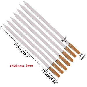 Nuevo Producto: Brochetas Anchas para Kebab de Acero Inoxidable con Mango de Madera para Asar Carne en Barbacoas y Campamentos al Aire Libre - Product Image 2