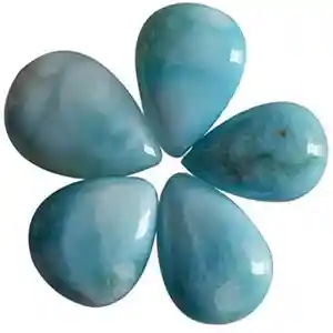 Larimar ลูกแพร์พลอยทรงหลวม,เครื่องประดับหิน Larimar ขัดหลังเรียบเนียนทรงหลังเบี้ย