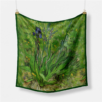 Foulard en soie sergé de luxe pour femme 2023, foulard lisse, hijab, petit châle carré, imprimé floral, tendance