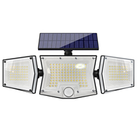 Lampe solaire à détecteur de mouvement extérieur 3 têtes 120 COB LED, panneau divisé, étanche IP65, petite taille, avec télécommande PIR, pour sécurité, fonction crépuscule-aube