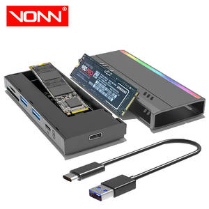 Caja SSD portátil <span class=keywords><strong>M</strong></span>.2 multifunción USB 3.1 NVME NGFF HUB de doble protocolo RGB Estuche para disco duro <span class=keywords><strong>m</strong></span>óvil RGB - Product Image 1