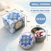 Bougie d'aromathérapie en cire de soja aux fleurs séchées, sans fumée, dans un pot métallique, pour la maison, la chambre, les fêtes, et comme coffret cadeau d'anniversaire