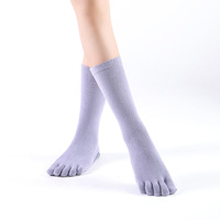 [Nouvel Arrivage] Chaussettes de Yoga et Fitness Professionnelles Antidérapantes à Cinq Doigts pour Femmes, Modèle Hiver à Tube Haut avec Bande Élastique pour Débutantes