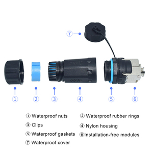 YXY M23 RJ45 Đầu Nối Chống Nước IP68 CAT6A Cáp Mạng Chống Nước Ngoài Trời Thông Qua Đầu Cắm Đen - Product Image 3