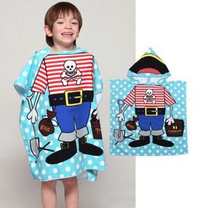 Serviette de plage pour enfants de dessin animé <span class=keywords><strong>Cape</strong></span> avec chapeau Serviette de bain imprimée portable en microfibre Serviette de bain pour enfants - Product Image 4