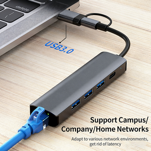 Adaptateur USB 3.0 personnalisé avec port réseau 2-en-1 Type-C RJ45, carte réseau Gigabit, aucun pilote requis, en stock - Product Image 4
