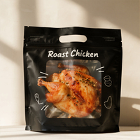 Pochette à fermeture éclair à impression personnalisée anti-buée rôtissoire emballage de poulet rôti grillé avec fenêtre emballage alimentaire de viande charcuterie
