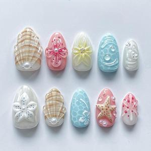 <span class=keywords><strong>Uñas</strong></span> Postizas Betifnail Nuevas Hechas a Mano Reutilizables Estilo Francés Acrílico Princesa Dulce y Lindo Para Presionar Removibles Formas Almendra y Ataúd - Product Image 6