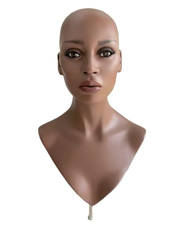 नई आगमन मॉडल प्लास्टिक महिला सिर के साथ ग्लास आंखें रेशम दुपट्टा सिर कंधे पुतला के लिए खिड़की प्रदर्शन