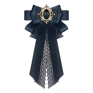 Produits Tendance : Broche vintage en dentelle et ruban de satin rose, Articles cadeaux souvenirs, Nœud papillon noir électroplaqué de qualité, Col de manteau JK - Product Image 6