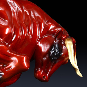 金メッキの純粋な銅の雄牛の装飾ギフトのための金属工芸品豊富なおうし座デスクルームリビングルームの壁の強気の彫刻 - Product Image 4