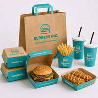 Boîte alimentaire jetable en papier kraft, conteneur à emporter, résistant à la graisse, pour restauration rapide, restauration, hamburgers, ailes de poulet, frites