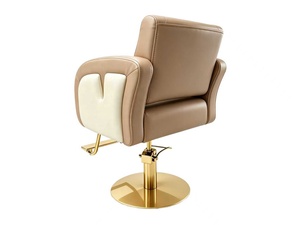 Sillón de Peluquería Hidráulico Moderno Beige de Dos Tonos, Silla de Estilista Minimalista de Cuero para Salón de Belleza - Product Image 6