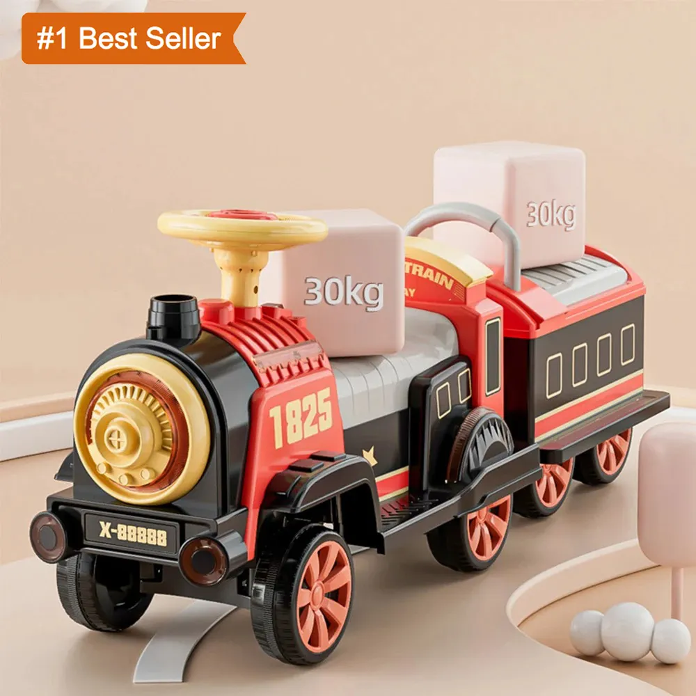 Istaride Children's Electric Ride On Train Train Four-wheel Remote Control Car Child Baby Toy Train Can Sit Ride Drive Riding