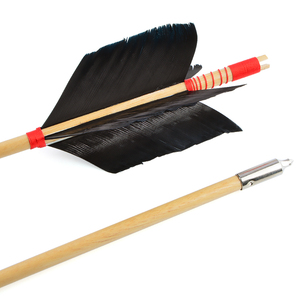 Flecha de pavo de cuatro plumas de madera para tiro y caza con arco compuesto/recurvo - Product Image 3