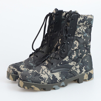 Chaussures de randonnée tactiques en cuir camouflage imperméables pour hommes, idéales pour le sport en plein air, la montagne, le désert, l'escalade et le camping.