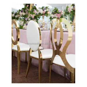 De interior al aire libre Electroplate cromo oro Oval de acero inoxidable a Hotel silla del banquete de boda de