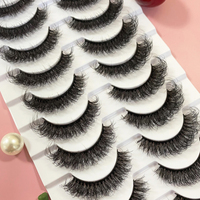Lot de 10 paires de faux cils 3D moelleux de 16mm DD Curl en faux vison, marque privée, cils vaporeux à bande complète, vente en gros