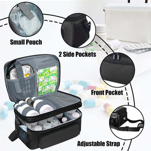 Grande trousse de médicaments de voyage pour la maison avec bandoulière, organiseur de médicaments et de premiers secours pour les thérapeutes, les médecins, les étudiants en soins infirmiers - Product Image 2