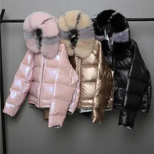 Puffer Coat Woman 2020 Wholesale Ladies Down Coat Short Fur Collar Hood Women Winter Reversible Coats Parka Woman Bubble Coat Puffer Jacket