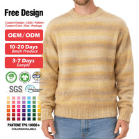 Pull en mohair personnalisé avec logo, pour homme, manches longues, col rond, tricot rayé, pull décontracté d'hiver, pull en mohair tricoté