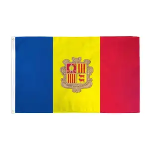 Fabricant professionnel de haute technologie, drapeaux nationaux d'<span class=keywords><strong>Andorre</strong></span> de couleur personnalisée, norme ISO, polyester durable, impression numérique - Product Image 1