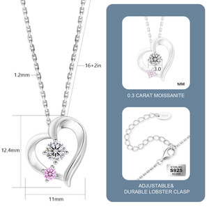 Collier cœur cadeau de Noël, diamant moissanite, argent sterling 925, CZ <span class=keywords><strong>rose</strong></span>, zircone cubique, pendentif amour pour femmes - Product Image 2