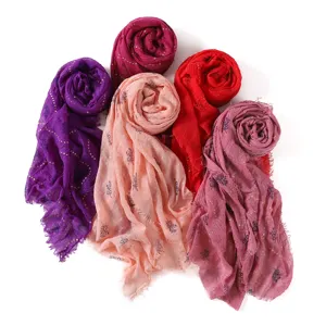 2022 nuovo Design stampa piega copricapo lucido Glitter scialle sciarpa di viscosa di cotone all'ingrosso musulmano Hijab Yiwu fabbrica