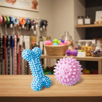 PETTOY003 Jouet pour chien moderne en PU et coton, en forme d'os de dessin animé, résistant à la mastication, indestructible, pour le nettoyage des dents, pour Teddy Bichon