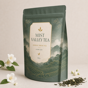 Sachet d'emballage de thé imprimé sur mesure, refermable avec fermeture éclair, pochette autoportante pour thé aux herbes et thé en vrac - Product Image 6