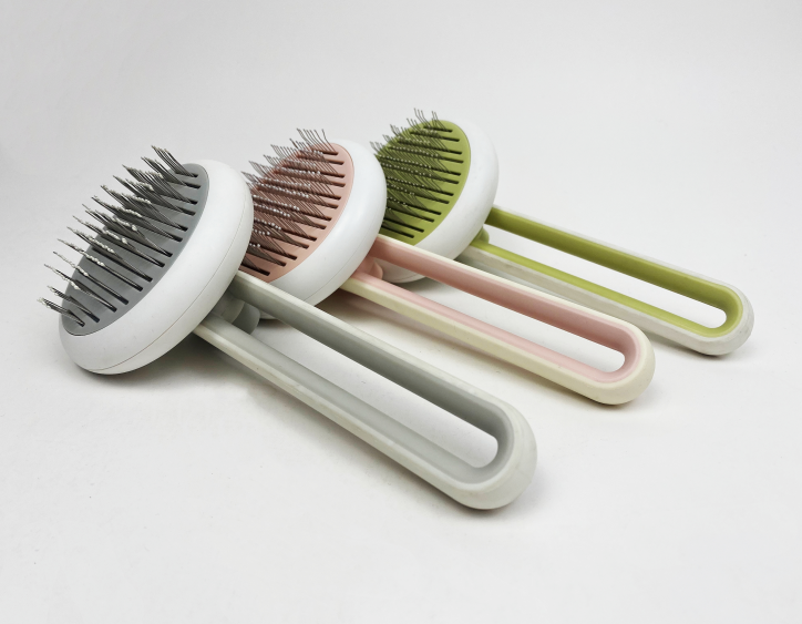 Sustainable Pet Grooming Brush Self Cleaning Dog Pet Hair Remover Cat Comb With Massaging Bead On Tips