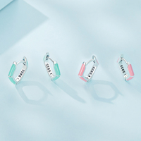 925 argent Sterling couleur bonbon rhombique boucles d'oreilles pour femmes élégant vert rose géométrie boucles d'oreilles bijoux de mode SCE1569