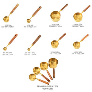 Ensemble <span class=keywords><strong>de</strong></span> 8 cuillères à mesurer en acier inoxydable avec manche en bois pour la cuisine assaisonnement du <span class=keywords><strong>lait</strong></span> en poudre grains <span class=keywords><strong>de</strong></span> café, etc. - Product Image 6