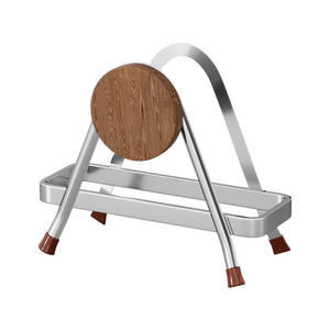 Soporte para Tabla de Cortar de Acero Inoxidable con Base de Madera Antideslizante, Estante de Almacenamiento de Cocina, Forma Rectangular, Estante para Mesa - Product Image 2