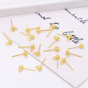 Pendientes de Bola Esmerilados de 4mm Chapados en Oro de 18K con Aguja de Plata S925, Accesorios de Joyería - Product Image 3