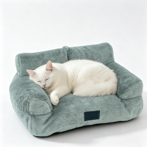 Luxury Faux Fur Dog <b>Bed</b> Solid Cream Color Rectangle Shape Soft Indoor Pet <b>Bed</b> for Dogs All Seasons Removable Washable - Product Image 5
