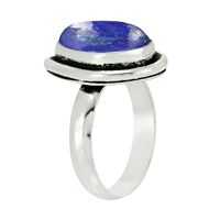 Bague en argent sterling 925 avec lapis-lazuli, taille poire, sertie clos, style vintage, unisexe, pour usage quotidien