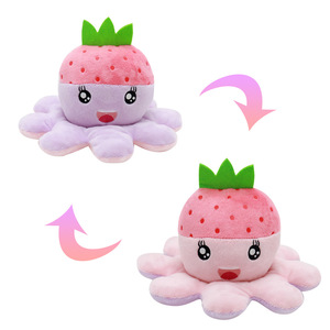 20 cm New Design Reversible Fruit Plush Toys 2 Double Sides Octopus Stuffed Plushie Dolls Juguetes de pulpo de doble cara