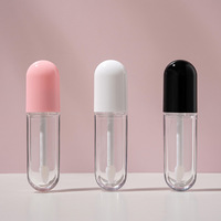 EN STOCK SANS MOQ Tube vide transparent en forme de capsule ovale de 4 ml pour brillant à lèvres avec applicateur en silicone