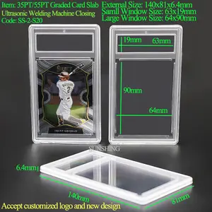 Clear 35PT Custom Ultrasonic Graded Card Slab Acrylic Trading Card Slabs Holder Case Grading Baseball CGC Slabs For Pokemon PSA