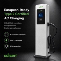 Odisen New 7kW Tipe 2 Charger EV Tipe Pilar Berbahan Logam, Single Gun 32A AC IP54 Auto Stop Bersertifikasi ISO9001 SASO untuk Rumah dan Luar Ruangan OEM