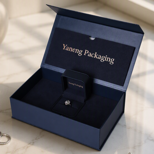 Manufacturer Wholesale Magnetic Flip-top <b>Rings</b> Earrings Pendants Custom Logo Eco-friendly Cardboard Jewelry <b>Box</b> for Packaging - Product Image 2