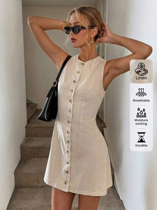 Vestidos informales de algodón para mujer con marca personalizada disponible de fábrica OEM ODM con soporte completo para personalización - Product Image 5