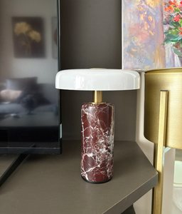 Lámpara de Mesa LED Moderna Inalámbrica con Pantalla de Vidrio y Mármol, Control Táctil, Regulable, Diseño Minimalista para Dormitorio, Ambiente de Hotel - Product Image 1