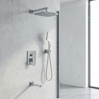 Robinets de bain-douche carrés à trois fonctions design moderne Ensemble de douche encastré