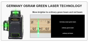 Nivel Láser <span class=keywords><strong>Huepar</strong></span> OSRAM GF360G Recargable, Multilínea, Modo Pulso para Exteriores, Haz Verde 3D, 12 Líneas Cruzadas, Rotatorio - Product Image 3