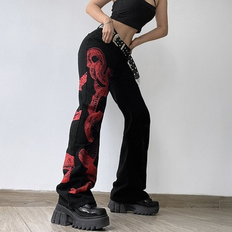 送料間税込 PeopleStyle - Raw-edge Snake Print Baggy Jeans Peoplesense Raw-edge Snake Print Baggy Jeans – peoplesense